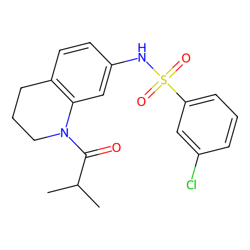 3-chloro-N-[1-(2-methylpropanoyl)-1,2,3,4-tetrahydroquinolin-7-yl]benzene-1-sulfonamide structure