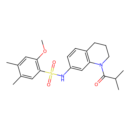 2-methoxy-4,5-dimethyl-N-[1-(2-methylpropanoyl)-1,2,3,4-tetrahydroquinolin-7-yl]benzene-1-sulfonamide structure