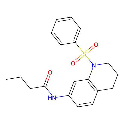 N-[1-(benzenesulfonyl)-3,4-dihydro-2H-quinolin-7-yl]butanamide structure