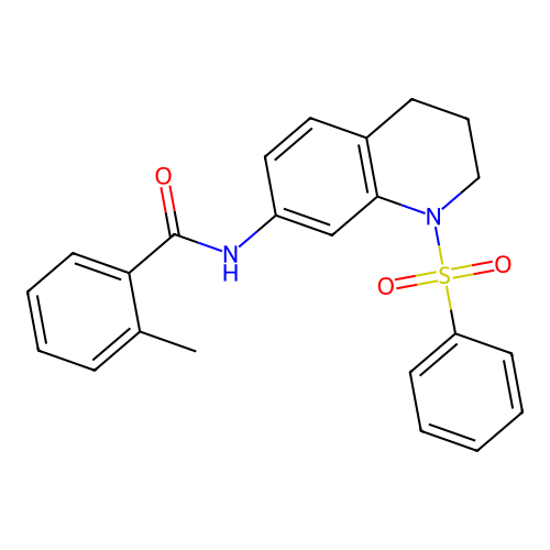 N-[1-(benzenesulfonyl)-3,4-dihydro-2H-quinolin-7-yl]-2-methylbenzamide structure