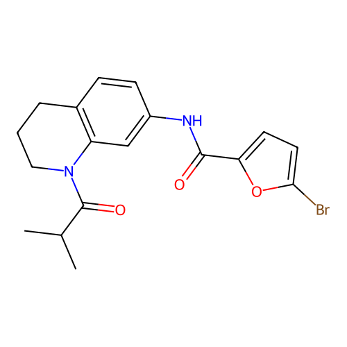 5-bromo-N-[1-(2-methylpropanoyl)-1,2,3,4-tetrahydroquinolin-7-yl]furan-2-carboxamide structure