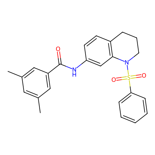 N-[1-(benzenesulfonyl)-3,4-dihydro-2H-quinolin-7-yl]-3,5-dimethylbenzamide structure