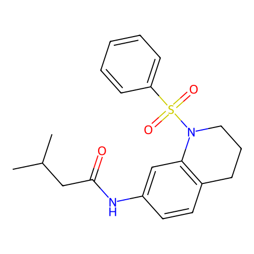 N-[1-(benzenesulfonyl)-3,4-dihydro-2H-quinolin-7-yl]-3-methylbutanamide structure