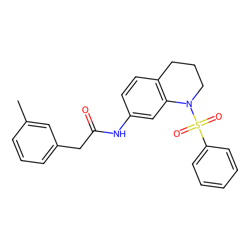 N-[1-(benzenesulfonyl)-3,4-dihydro-2H-quinolin-7-yl]-2-(3-methylphenyl)acetamide structure