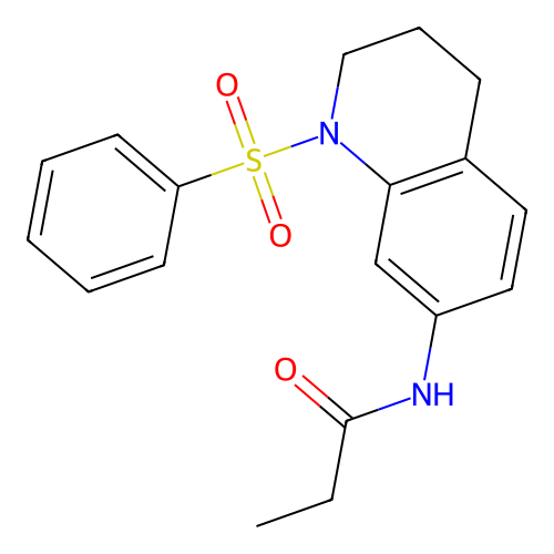 N-[1-(benzenesulfonyl)-3,4-dihydro-2H-quinolin-7-yl]propanamide structure