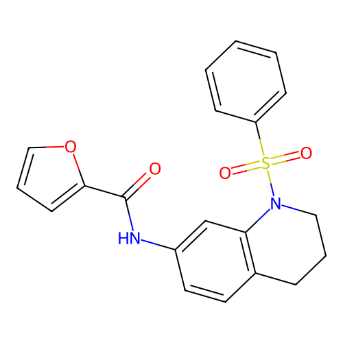 N-[1-(benzenesulfonyl)-3,4-dihydro-2H-quinolin-7-yl]furan-2-carboxamide structure