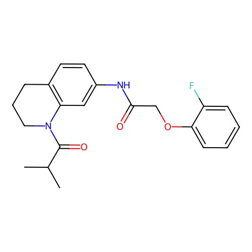 2-(2-fluorophenoxy)-N-(1-isobutyryl-1,2,3,4-tetrahydroquinolin-7-yl)acetamide structure