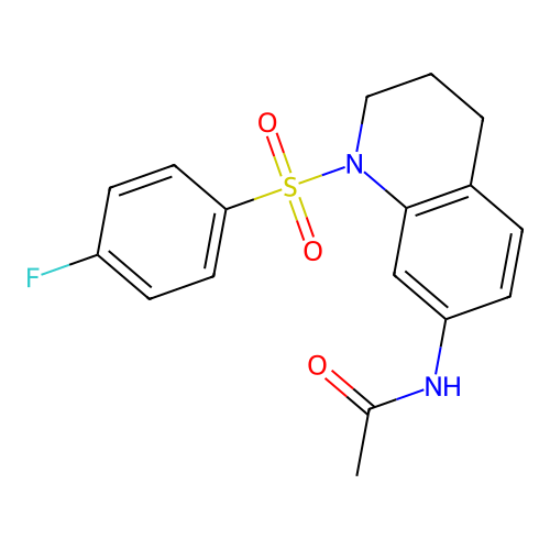 N-[1-(4-fluorophenyl)sulfonyl-3,4-dihydro-2H-quinolin-7-yl]acetamide structure