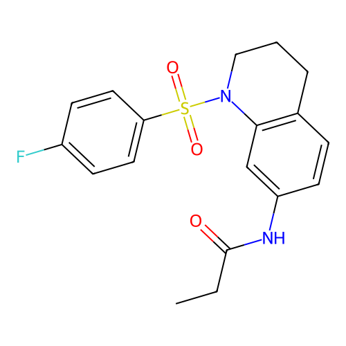 N-[1-(4-fluorophenyl)sulfonyl-3,4-dihydro-2H-quinolin-7-yl]propanamide structure