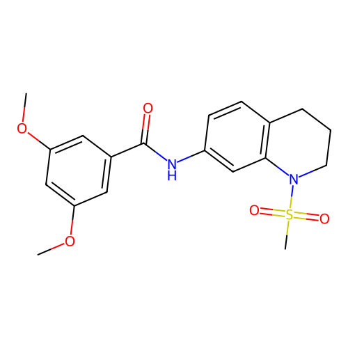 3,5-dimethoxy-N-(1-methylsulfonyl-3,4-dihydro-2H-quinolin-7-yl)benzamide structure