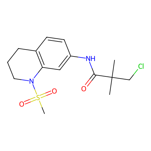 3-chloro-N-(1-methanesulfonyl-1,2,3,4-tetrahydroquinolin-7-yl)-2,2-dimethylpropanamide structure
