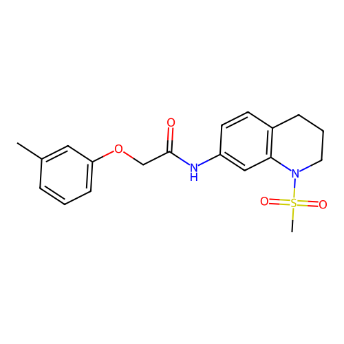 2-(3-methylphenoxy)-N-(1-methylsulfonyl-3,4-dihydro-2H-quinolin-7-yl)acetamide structure