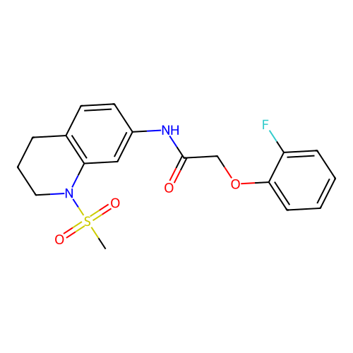 2-(2-fluorophenoxy)-N-(1-methylsulfonyl-3,4-dihydro-2H-quinolin-7-yl)acetamide structure
