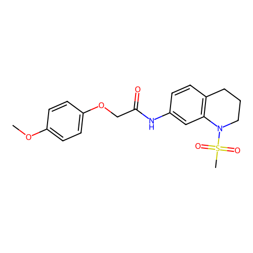 2-(4-methoxyphenoxy)-N-(1-methylsulfonyl-3,4-dihydro-2H-quinolin-7-yl)acetamide structure