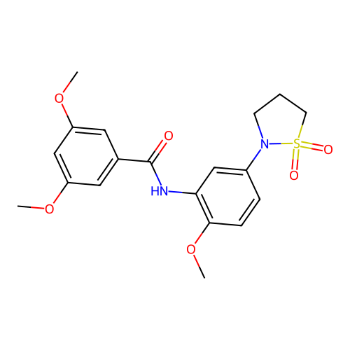 N-(5-(1,1-dioxidoisothiazolidin-2-yl)-2-methoxyphenyl)-3,5-dimethoxybenzamide structure