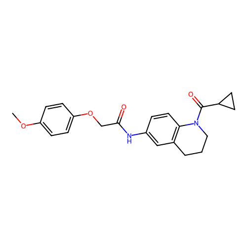 N-(1-cyclopropanecarbonyl-1,2,3,4-tetrahydroquinolin-6-yl)-2-(4-methoxyphenoxy)acetamide structure