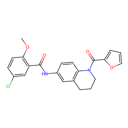 5-chloro-N-[1-(furan-2-carbonyl)-1,2,3,4-tetrahydroquinolin-6-yl]-2-methoxybenzamide structure