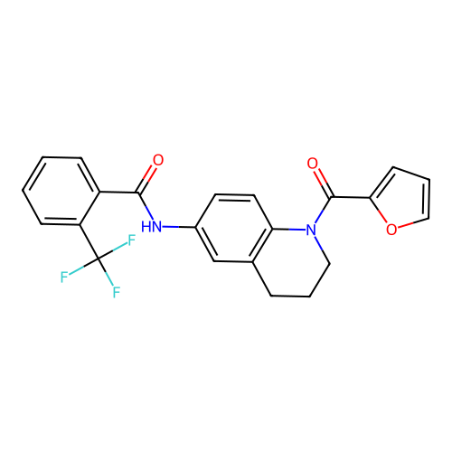 N-[1-(furan-2-carbonyl)-1,2,3,4-tetrahydroquinolin-6-yl]-2-(trifluoromethyl)benzamide structure