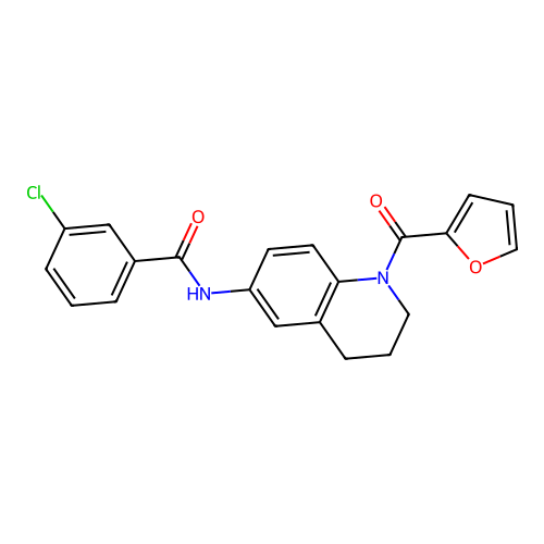 3-chloro-N-[1-(furan-2-carbonyl)-1,2,3,4-tetrahydroquinolin-6-yl]benzamide structure