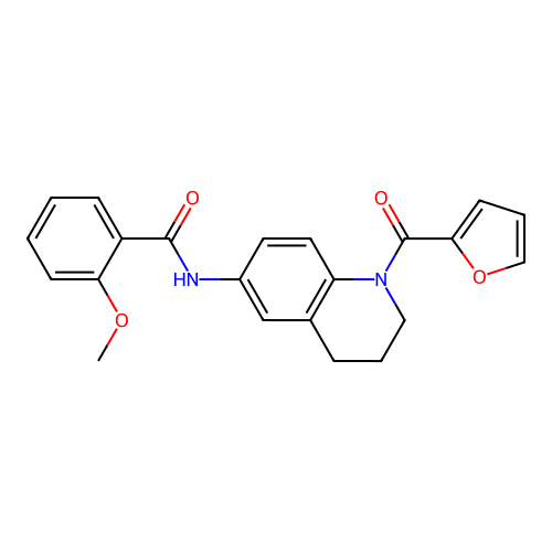 N-[1-(furan-2-carbonyl)-1,2,3,4-tetrahydroquinolin-6-yl]-2-methoxybenzamide structure