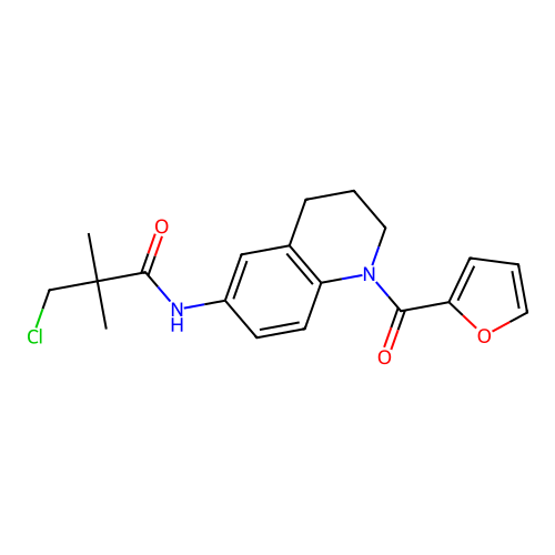 3-chloro-N-[1-(furan-2-carbonyl)-1,2,3,4-tetrahydroquinolin-6-yl]-2,2-dimethylpropanamide structure