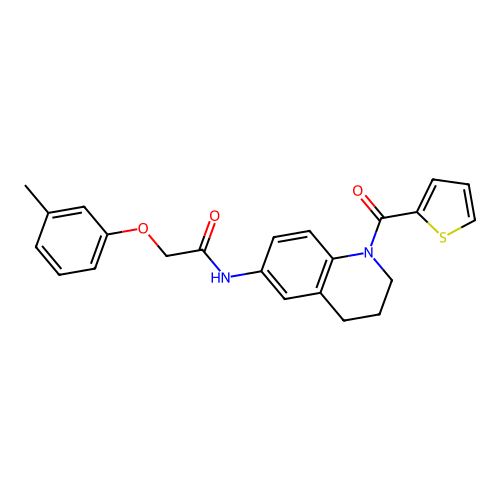 2-(3-methylphenoxy)-N-[1-(thiophene-2-carbonyl)-1,2,3,4-tetrahydroquinolin-6-yl]acetamide structure