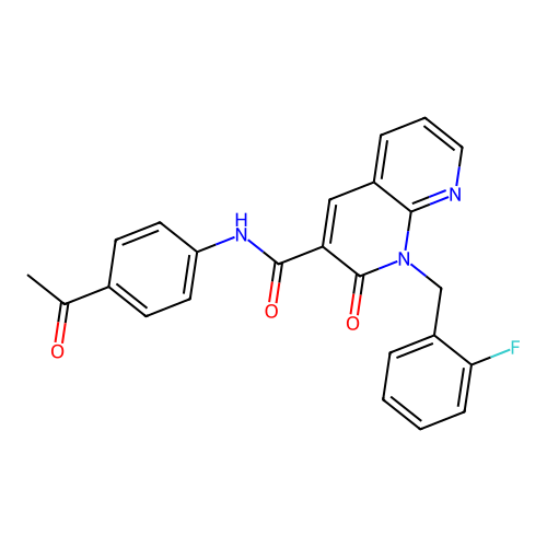 N-(4-acetylphenyl)-1-[(2-fluorophenyl)methyl]-2-oxo-1,2-dihydro-1,8-naphthyridine-3-carboxamide structure