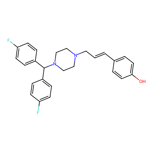 1-(Bis(4-fluorophenyl)methyl)-4-(3-(4'-hydroxyphenyl)-2-propenyl)piperazine structure