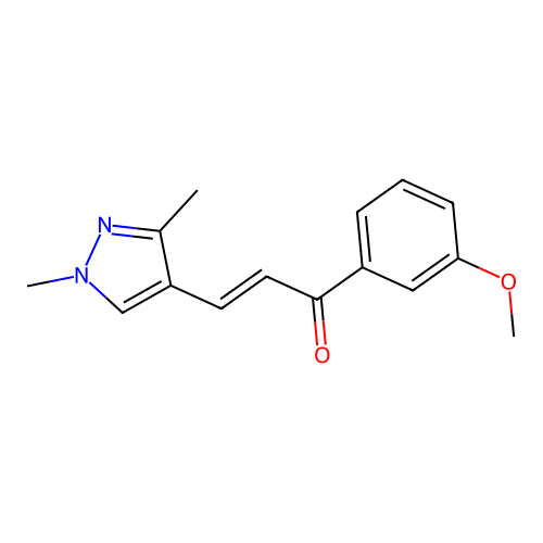 (E)-3-(1,3-dimethylpyrazol-4-yl)-1-(3-methoxyphenyl)prop-2-en-1-one structure