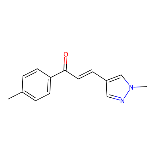 (2E)-1-(4-methylphenyl)-3-(1-methyl-1H-pyrazol-4-yl)prop-2-en-1-one structure