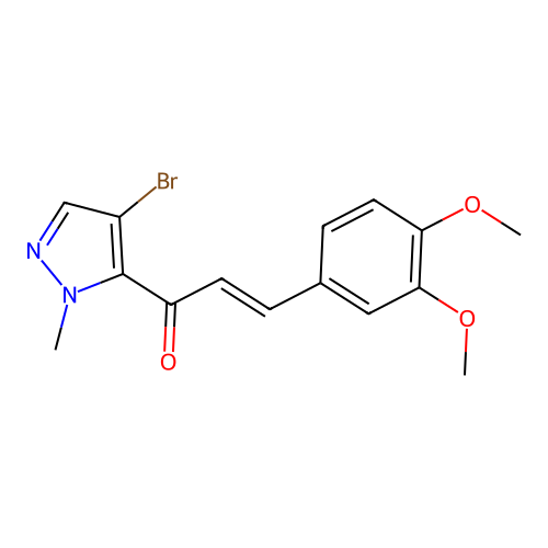 (E)-1-(4-bromo-2-methylpyrazol-3-yl)-3-(3,4-dimethoxyphenyl)prop-2-en-1-one structure