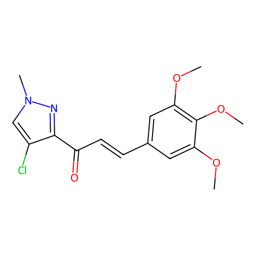 (E)-1-(4-chloro-1-methylpyrazol-3-yl)-3-(3,4,5-trimethoxyphenyl)prop-2-en-1-one structure