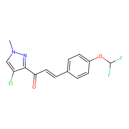 (E)-1-(4-chloro-1-methylpyrazol-3-yl)-3-[4-(difluoromethoxy)phenyl]prop-2-en-1-one structure