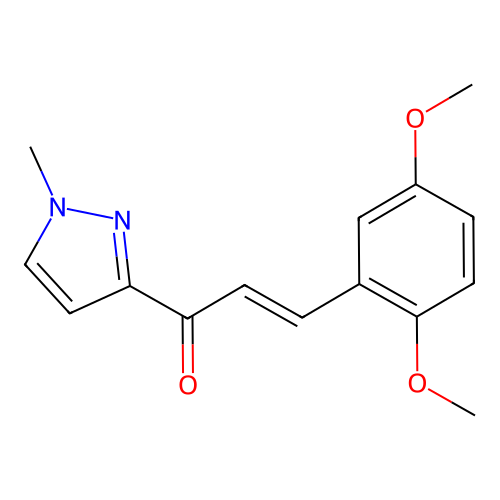 (E)-3-(2,5-dimethoxyphenyl)-1-(1-methylpyrazol-3-yl)prop-2-en-1-one structure