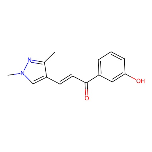 (E)-3-(1,3-dimethyl-1H-pyrazol-4-yl)-1-(3-hydroxyphenyl)prop-2-en-1-one structure