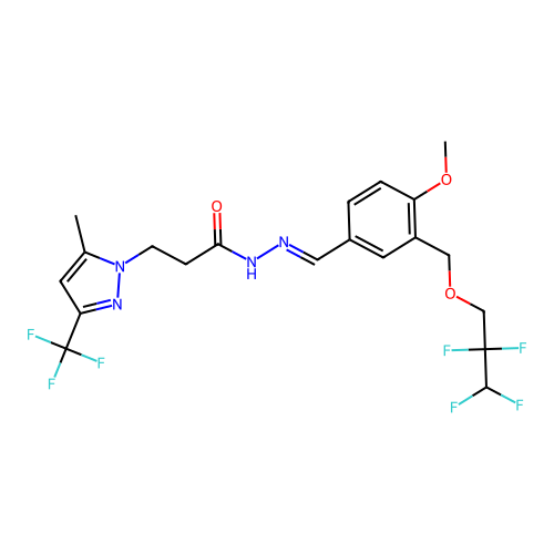 N'-[(E)-{4-methoxy-3-[(2,2,3,3-tetrafluoropropoxy)methyl]phenyl}methylidene]-3-[5-methyl-3-(trifluoromethyl)-1H-pyrazol-1-yl]propanehydrazide structure