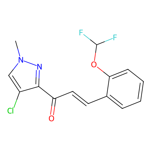 (E)-1-(4-chloro-1-methylpyrazol-3-yl)-3-[2-(difluoromethoxy)phenyl]prop-2-en-1-one structure