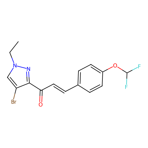 (E)-1-(4-bromo-1-ethylpyrazol-3-yl)-3-[4-(difluoromethoxy)phenyl]prop-2-en-1-one structure