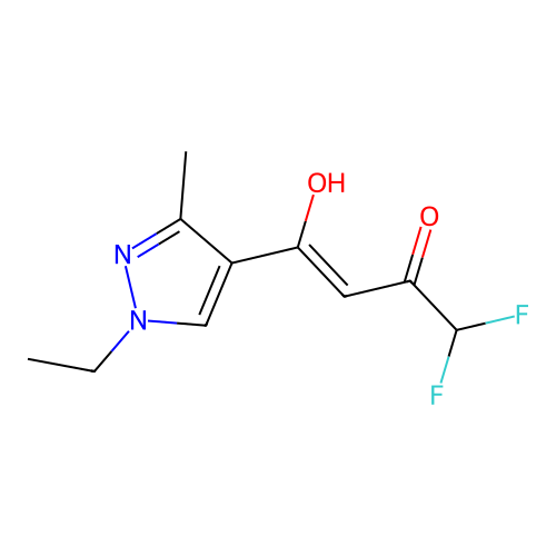4-(1-Ethyl-3-methylpyrazol-4-yl)-1,1-difluoro-4-hydroxybut-3-en-2-one structure