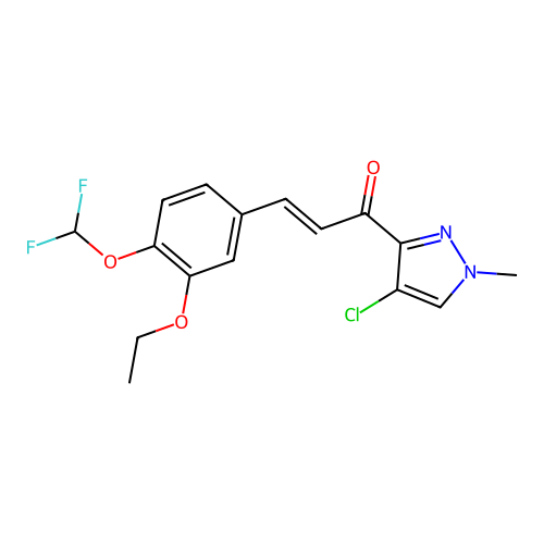 (E)-1-(4-chloro-1-methylpyrazol-3-yl)-3-[4-(difluoromethoxy)-3-ethoxyphenyl]prop-2-en-1-one structure