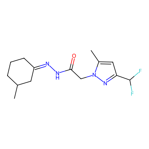 2-[3-(difluoromethyl)-5-methyl-1H-pyrazol-1-yl]-N'-[(1Z)-3-methylcyclohexylidene]acetohydrazide structure