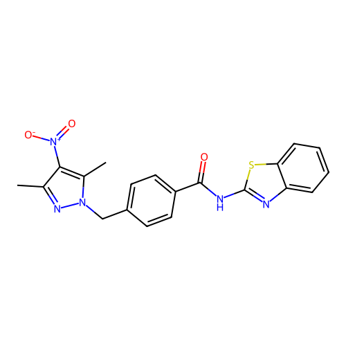 N-(1,3-benzothiazol-2-yl)-4-[(3,5-dimethyl-4-nitropyrazol-1-yl)methyl]benzamide structure