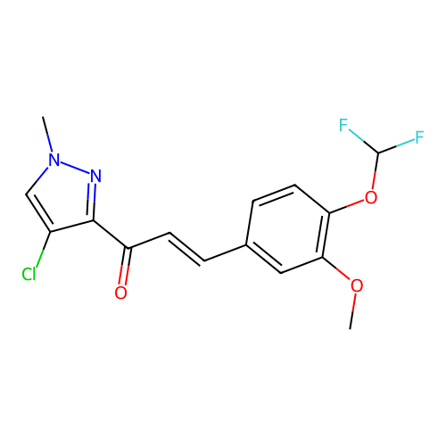 (E)-1-(4-chloro-1-methylpyrazol-3-yl)-3-[4-(difluoromethoxy)-3-methoxyphenyl]prop-2-en-1-one structure