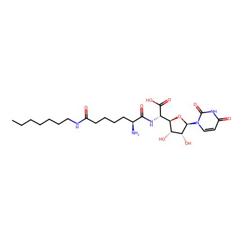 N-epsilon-(Octanoyl)lysyl-uracil polyoxin C structure