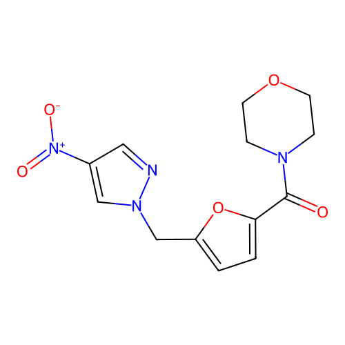 4-[5-({4-nitro-1H-pyrazol-1-yl}methyl)-2-furoyl]morpholine structure