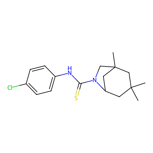 N-(4-chlorophenyl)-1,3,3-trimethyl-6-azabicyclo[3.2.1]octane-6-carbothioamide structure