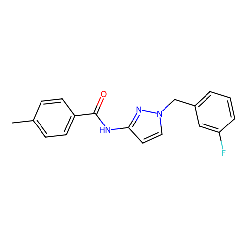 N-[1-(3-fluorobenzyl)-1H-pyrazol-3-yl]-4-methylbenzamide structure