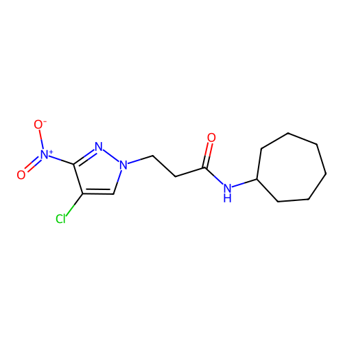 3-(4-chloro-3-nitro-1H-pyrazol-1-yl)-N-cycloheptylpropanamide structure