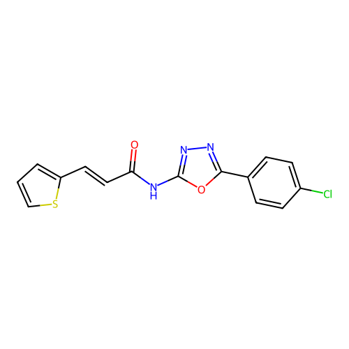 (E)-N-(5-(4-chlorophenyl)-1,3,4-oxadiazol-2-yl)-3-(thiophen-2-yl)acrylamide structure