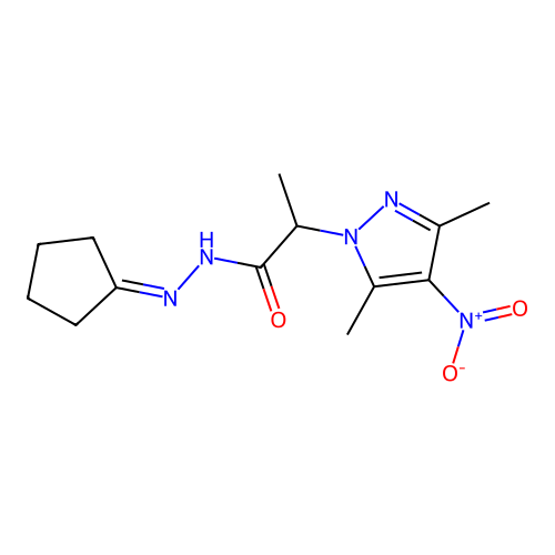 N'-cyclopentylidene-2-(3,5-dimethyl-4-nitro-1H-pyrazol-1-yl)propanehydrazide structure